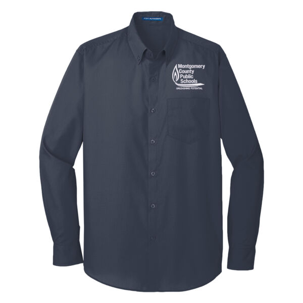 Port Authority Montgomery Public Schools Embroidered- - Long Sleeve Carefree Poplin Shirt Thumbnail