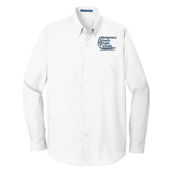 Port Authority Montgomery Public Schools Embroidered- - Long Sleeve Carefree Poplin Shirt Thumbnail